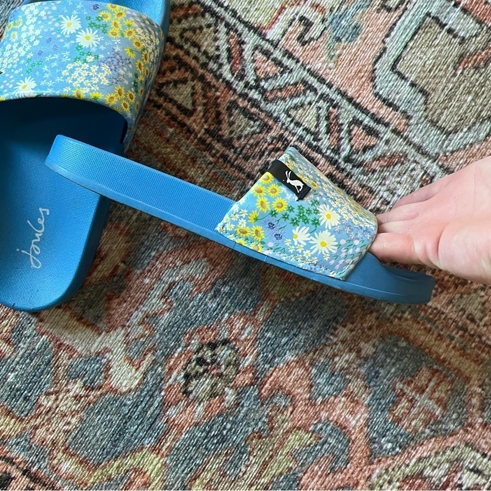 Joules Size 7 Women's Daisy Blue Slide Sandals - Picture 6 of 6